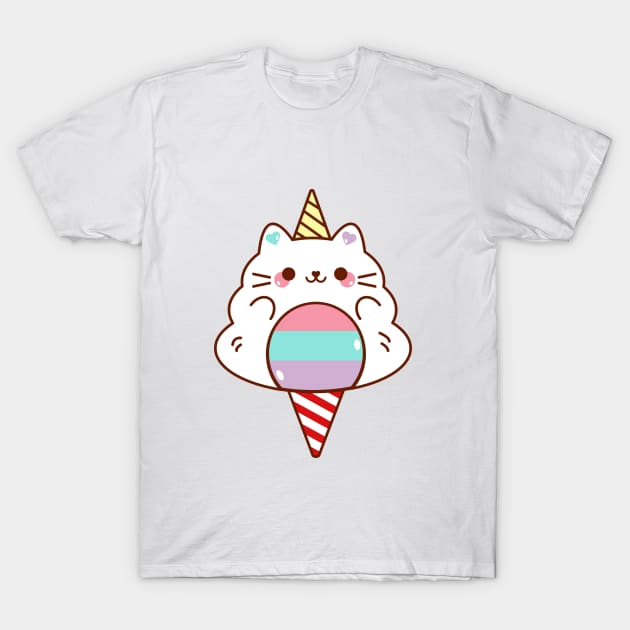 Magical Unicorn Cat Kitten Cotton Candy T-Shirt by mintcorner